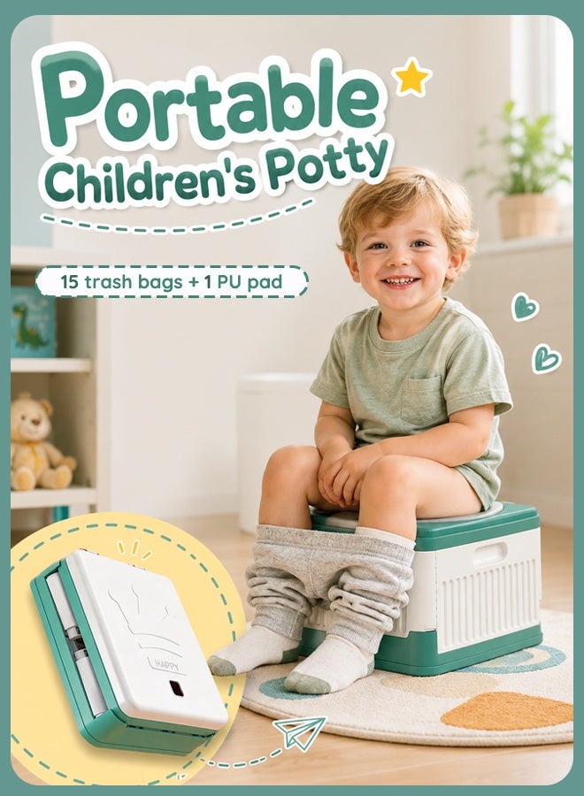 Arabayt Portable potty training seat for toddlers, foldable toilet for children and infants, travel potty for kids—suitable for use in cars, while camping, or on chairs; for indoor and outdoor use; includes 15 disposable liners - Image 1
