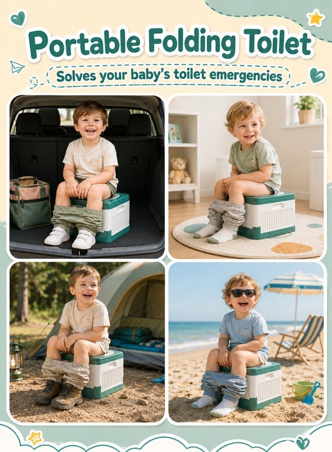 Arabayt Portable potty training seat for toddlers, foldable toilet for children and infants, travel potty for kids—suitable for use in cars, while camping, or on chairs; for indoor and outdoor use; includes 15 disposable liners - Image 4