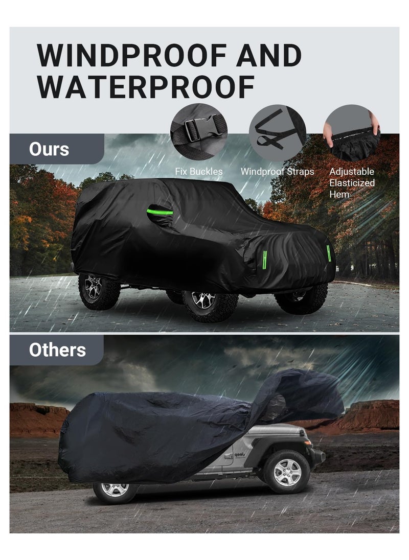 SYOSI - Waterproof Car Cover, for Jeep Wrangler with Door Zipper Waterproof All Weather, Car Cover Outdoor Sun UV Rain Dust Protection - Image 1