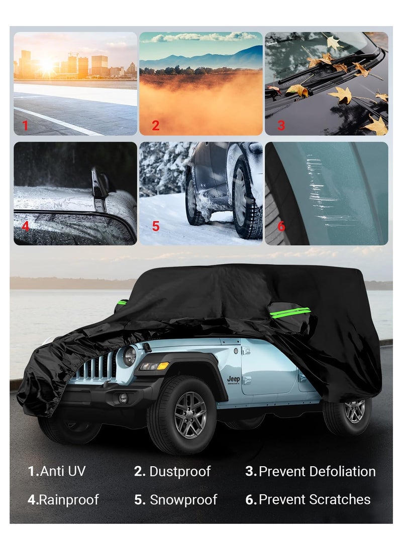 SYOSI - Waterproof Car Cover, for Jeep Wrangler with Door Zipper Waterproof All Weather, Car Cover Outdoor Sun UV Rain Dust Protection - Image 1