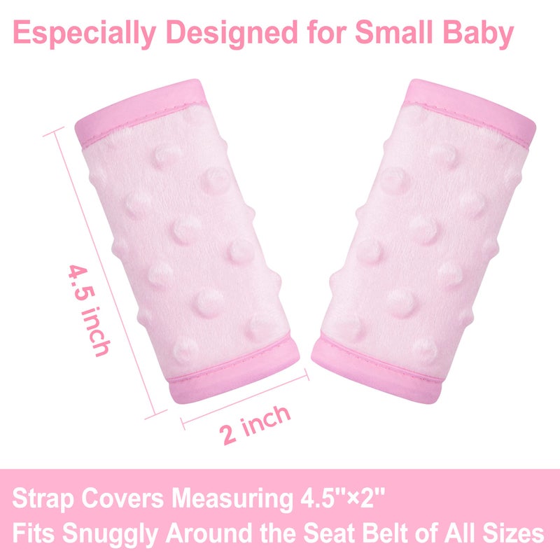 Pro Goleem Car Seat Strap Covers for Babies Girl Soft Car Seat Strap Shoulder Pads for All Car Seats, Stroller, Pushcar, Small Size Designed for Newborn, Pink - Image 3