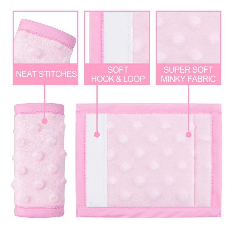 Pro Goleem Car Seat Strap Covers for Babies Girl Soft Car Seat Strap Shoulder Pads for All Car Seats, Stroller, Pushcar, Small Size Designed for Newborn, Pink - Image 5