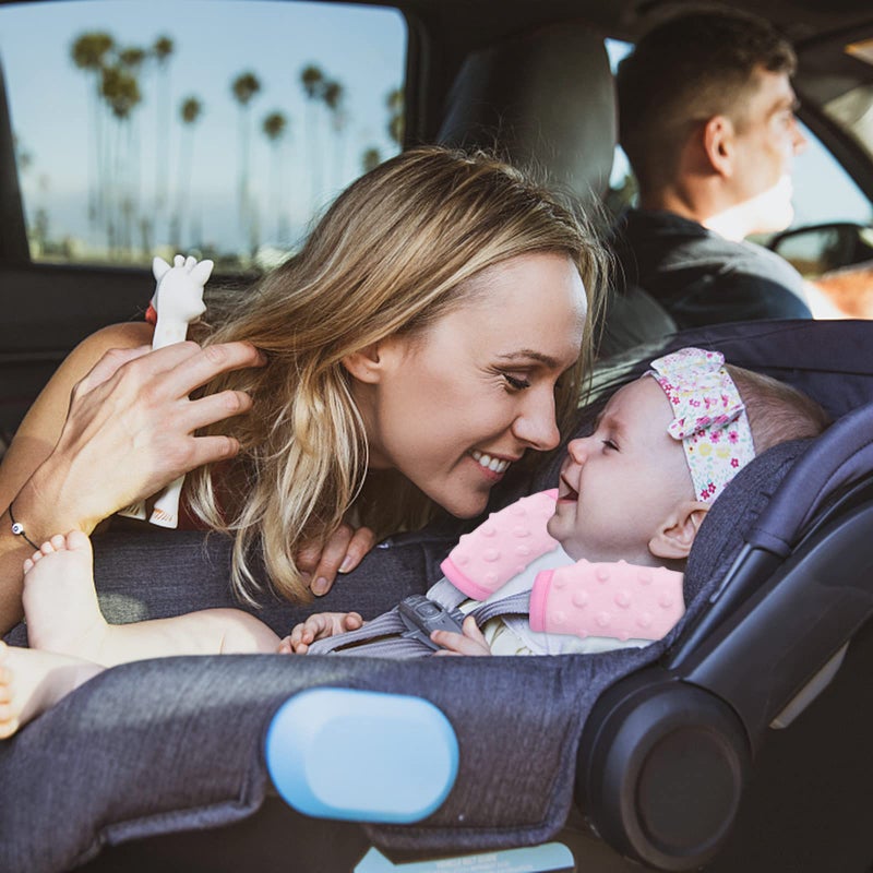 Pro Goleem Car Seat Strap Covers for Babies Girl Soft Car Seat Strap Shoulder Pads for All Car Seats, Stroller, Pushcar, Small Size Designed for Newborn, Pink - Image 2