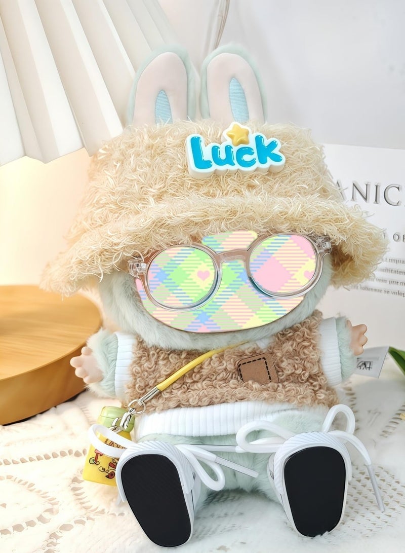 Luck Lab 5 Set 17cm Doll Clothes Accessories for 17cm Dolls Clothes,  Heart Shaped Velvet Hat, Small kettle, Glasses, Canvas Shoes ，Choose from three styles - Image 1