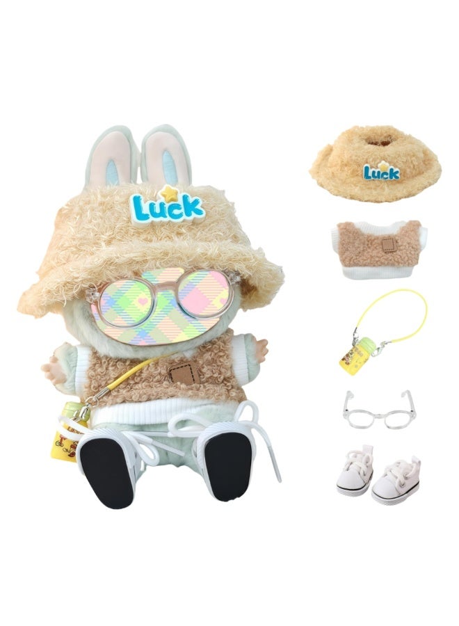 Luck Lab 5 Set 17cm Doll Clothes Accessories for 17cm Dolls Clothes,  Heart Shaped Velvet Hat, Small kettle, Glasses, Canvas Shoes ，Choose from three styles - Image 3