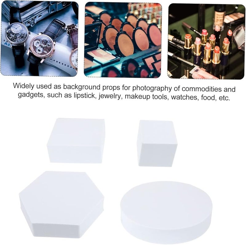 White Geometric Photo Props Backgrounds For Lipstick Jewelry Makeup Food Photography Easy To Clean - Image 4