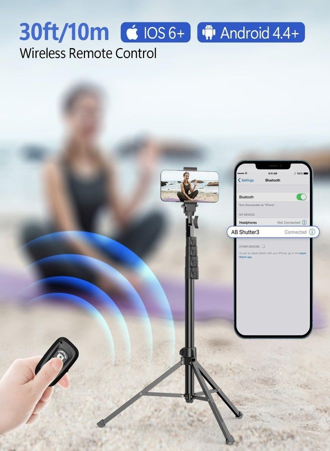 EMART 62’’ Cell Phone Tripod Stand, Adjustable Floor Cellphone Tri Pod Holder with Remote for iPhone and Android, Portable Compact Smartphone Selfie Stick for Video Recording Camera Ring Light Filming - Image 5