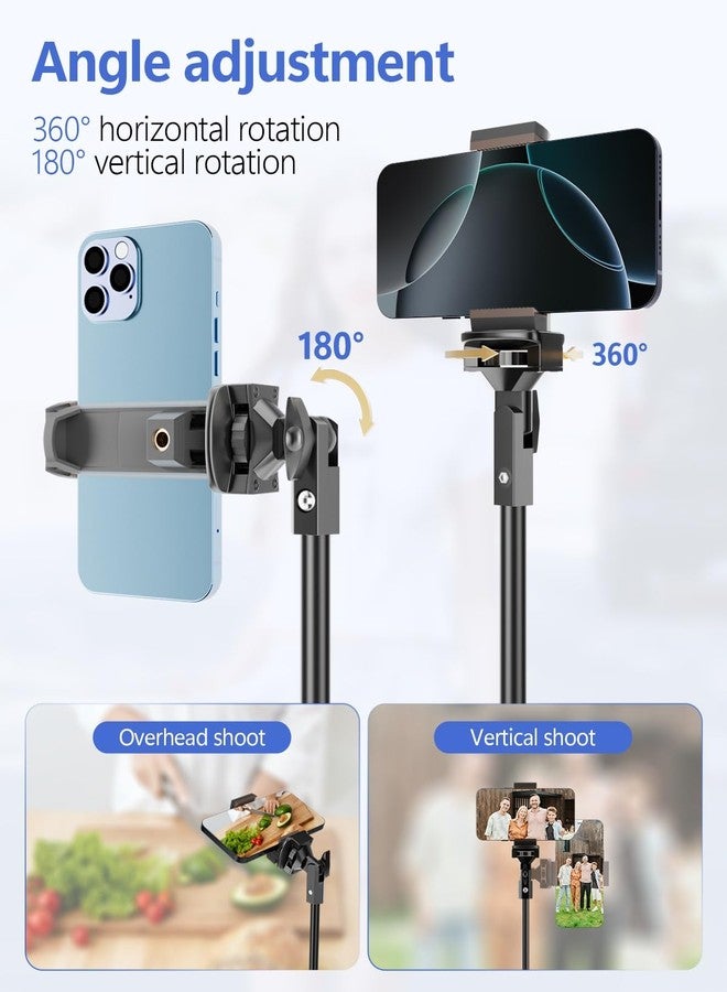 EMART 62’’ Cell Phone Tripod Stand, Adjustable Floor Cellphone Tri Pod Holder with Remote for iPhone and Android, Portable Compact Smartphone Selfie Stick for Video Recording Camera Ring Light Filming - Image 3