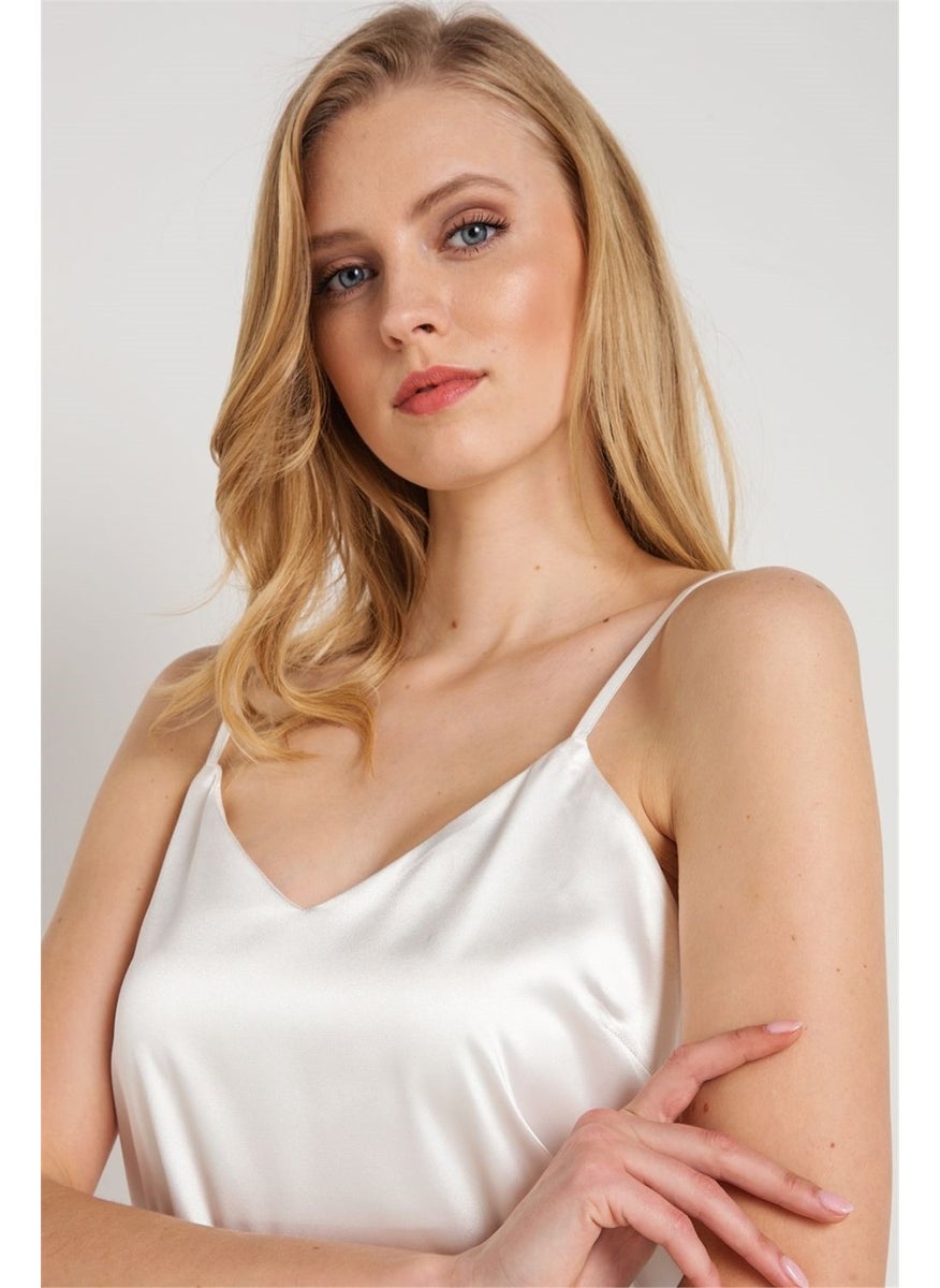 Magic Form - 7270 Women's Ecru Strappy Satin Nightgown - Image 1