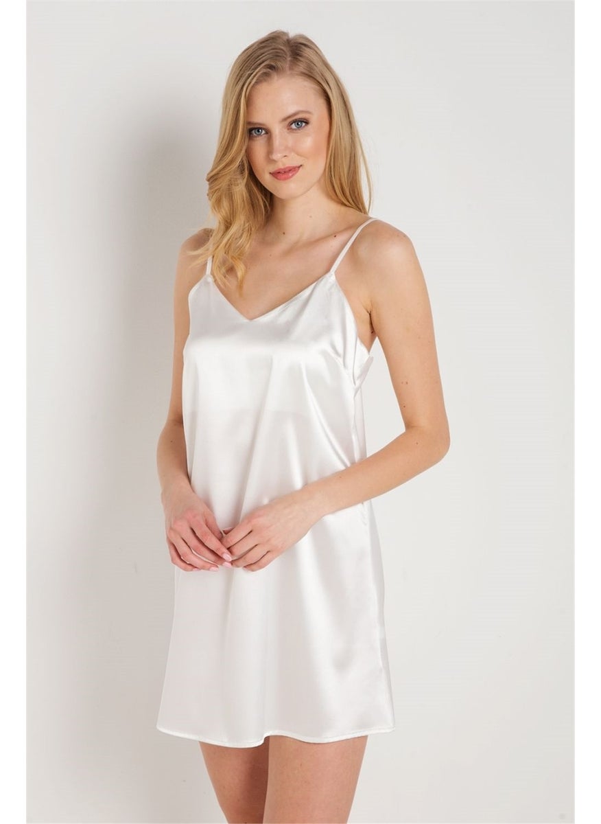 Magic Form - 7270 Women's Ecru Strappy Satin Nightgown - Image 1
