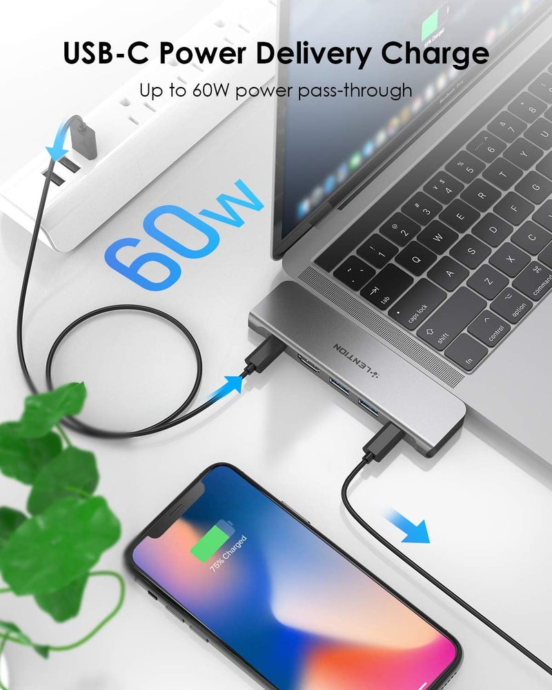 LENTION USB C Hub with Dual 4K HDMI, 2 USB 3.0, USB C Data Port and 60W Charging Compatible 2016-2023 MacBook Pro with Thunderbolt 3 Port & New Mac Air, Stable Driver Adapter (CB-CS67, Space Gray) - Image 4