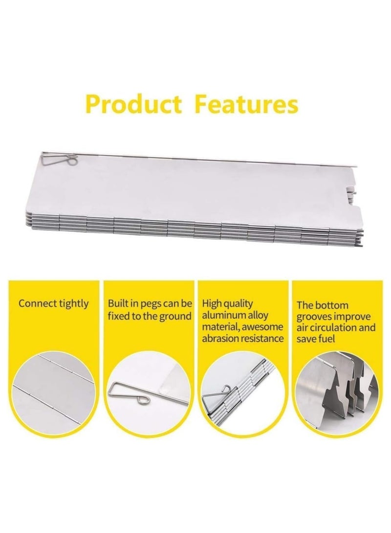 BJM Camp Stove Windshield, 10 Plates Stove Windscreen, Folding Aluminum Camping Burner Windshield, Lightweight Compact Camping Stove Windscreen with Drawstring Bag for Camping Butane Stoves - Image 2