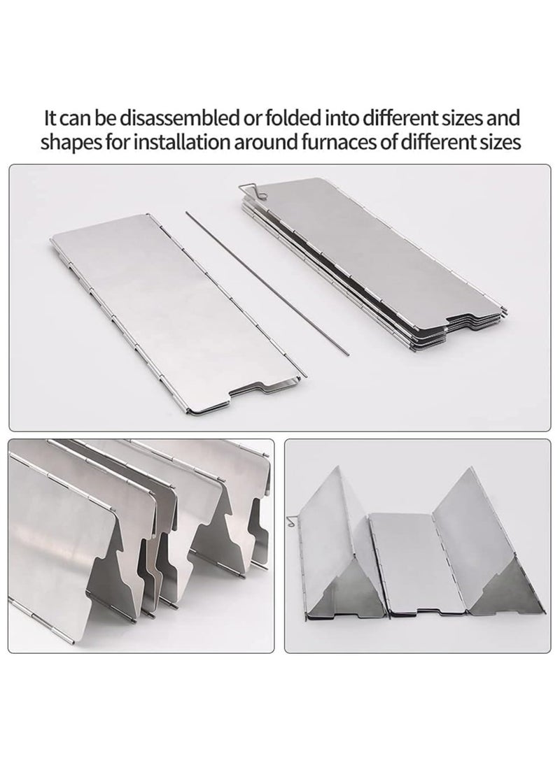 BJM Camp Stove Windshield, 10 Plates Stove Windscreen, Folding Aluminum Camping Burner Windshield, Lightweight Compact Camping Stove Windscreen with Drawstring Bag for Camping Butane Stoves - Image 3