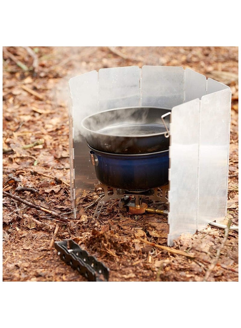 BJM Camp Stove Windshield, 10 Plates Stove Windscreen, Folding Aluminum Camping Burner Windshield, Lightweight Compact Camping Stove Windscreen with Drawstring Bag for Camping Butane Stoves - Image 5