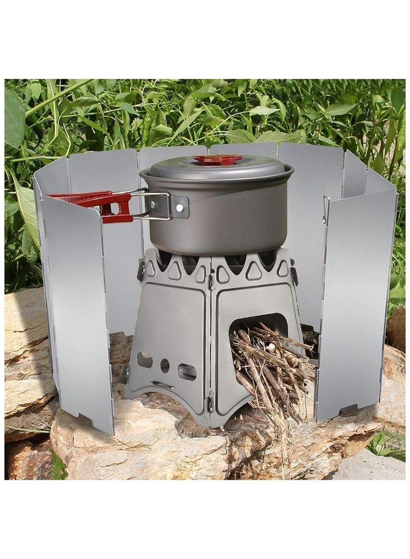 BJM Camp Stove Windshield, 10 Plates Stove Windscreen, Folding Aluminum Camping Burner Windshield, Lightweight Compact Camping Stove Windscreen with Drawstring Bag for Camping Butane Stoves - Image 4