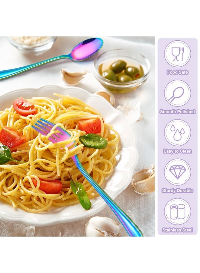 E-far 10-Piece Rainbow Toddler Utensils, Kid Stainless Steel Silverware Set, Children Safe Forks and Spoons Set for Self Feeding, Healthy & Non-Toxic, Mirror Polished & Easy to Clean - Image 4