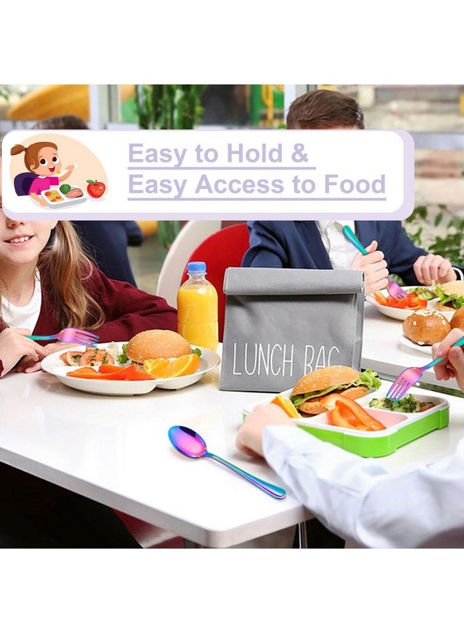 E-far 10-Piece Rainbow Toddler Utensils, Kid Stainless Steel Silverware Set, Children Safe Forks and Spoons Set for Self Feeding, Healthy & Non-Toxic, Mirror Polished & Easy to Clean - Image 5