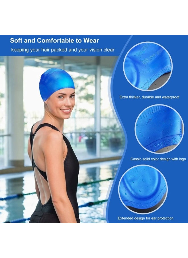 Generic Men Women Silicone Swimming Cap with Ear Protection  - Image 3