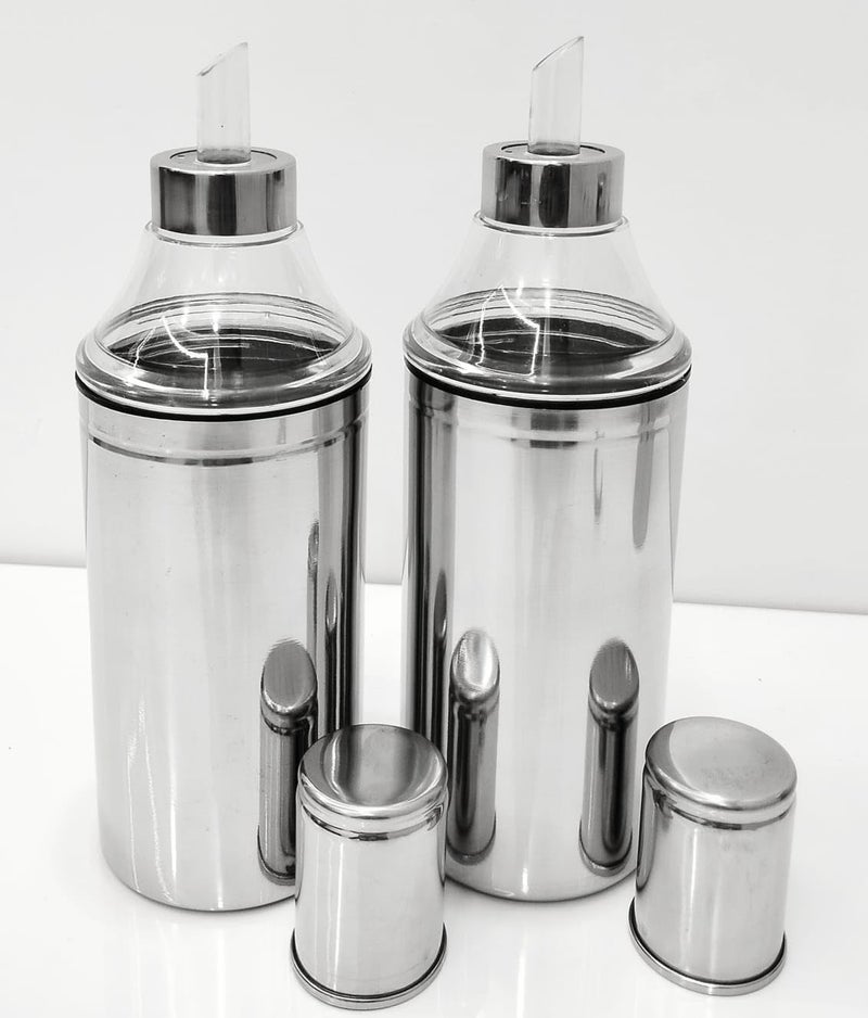 MILTLIFE Stainless Steel Oil Dispenser 1 LitreSteel Oil ContainerOil Can for Kitchen Set resturants with nozzelSilver 1000 ml - Image 2