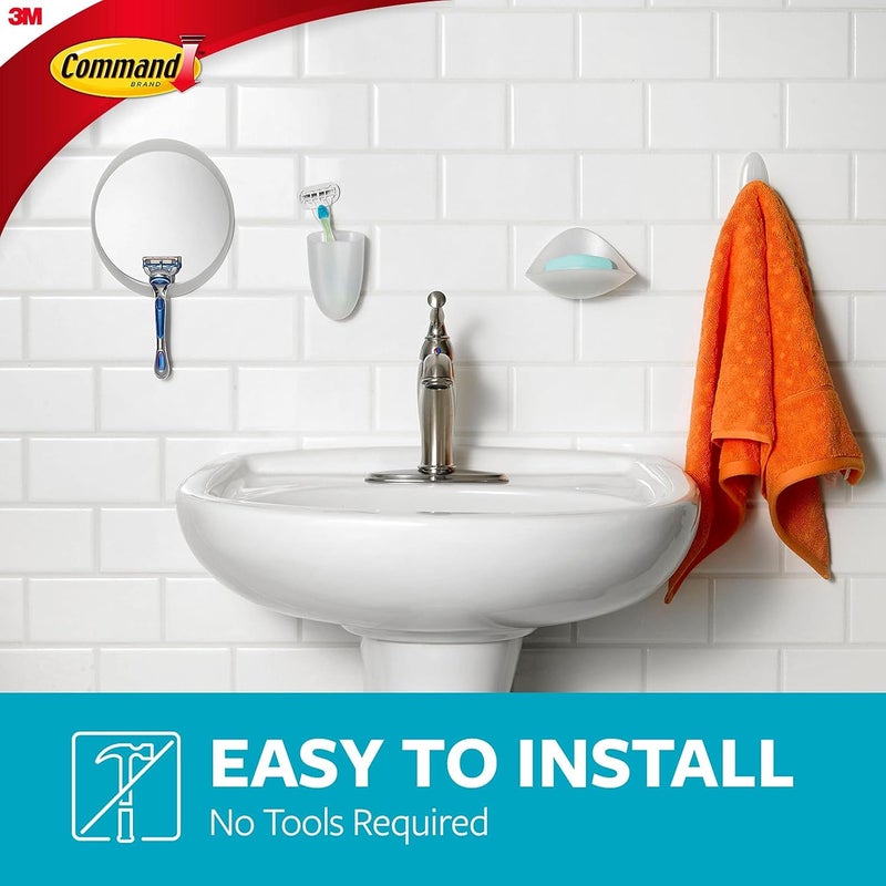 Command Bath Razor Holder, Clear Frosted, 1-Holder, 1- Water-Resistant Strip, Organize Damage-Free - Image 5