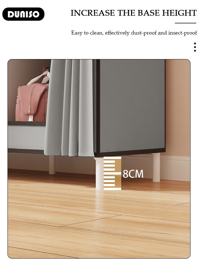 DUNISO Portable Wardrobe Closet Clothes Organizer Large Capacity Storage With Reasonable Zoning ， Storage Shelf with  Non-Woven Fabric,6 Storage Shelves, 2 Hanging Sections，Durable and Easy to Assemble Storage Unit for Bedding - Image 5