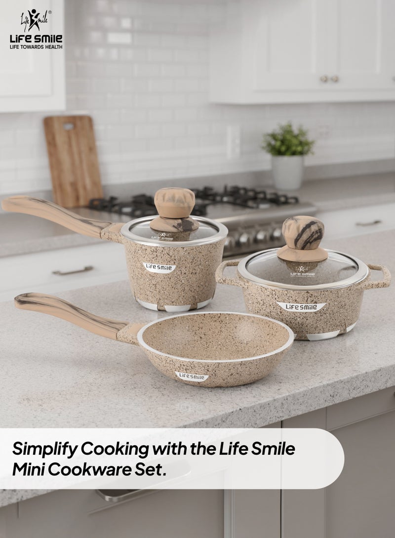 Life Smile 14cm Non-Stick Fry Pan | Multi-Layer Granite Coating | Energy Saving Bottom | PFOA-Free | Induction & Gas Compatible | 0.45L Mini Frying Pan - Image 4