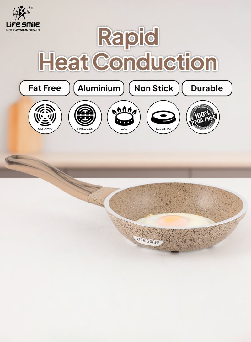Life Smile 14cm Non-Stick Fry Pan | Multi-Layer Granite Coating | Energy Saving Bottom | PFOA-Free | Induction & Gas Compatible | 0.45L Mini Frying Pan - Image 3