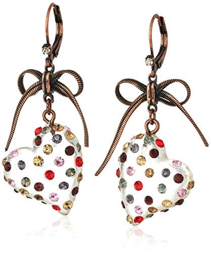Betsey Johnson Stone Lucite Heart Drop Earrings - Image 3