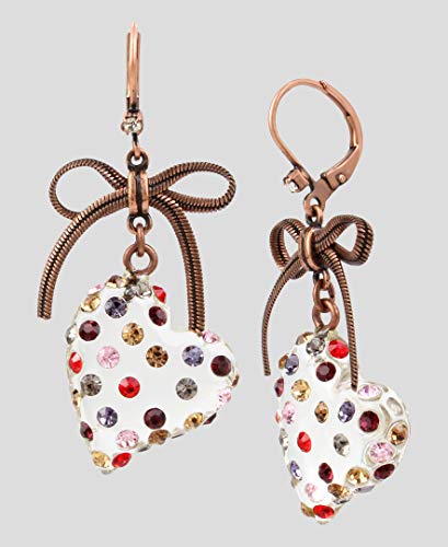 Betsey Johnson Stone Lucite Heart Drop Earrings - Image 2