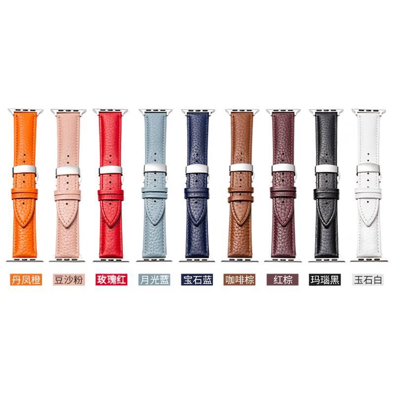 سوار ساعة ذكية سوار جلدي كلاسيكي متوافق مع Apple Watch 38/40/41/42/44/45/49mm بملاءمة قابلة للتعديل وحزام بديل باللون فضي قابل للتعديل - Image 5