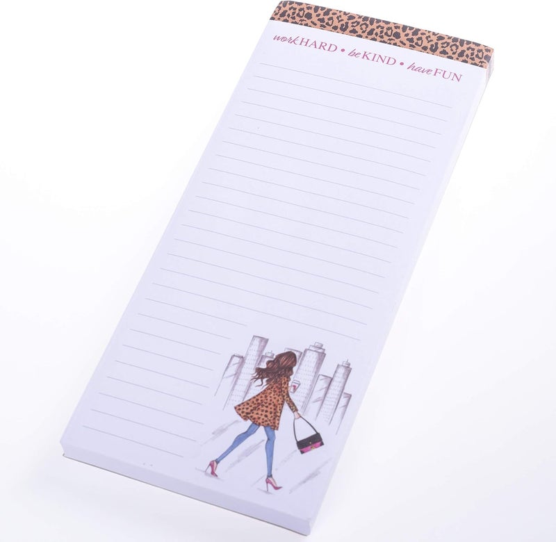 Magnetic Notepad - Leopard Fashion Girl Grocery and Shopping List - Fun Decorative To-Do List - Perfect House Warming Gifts - 100 Tear off Sheets (4" x 9.25" x .5")