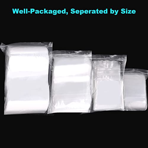 VOPTON 400 Pcs Small Plastic Bags, Resealable Clear Jewelry Bags, Small Baggies, Poly Reclosable Mini Bag, 4 Assorted Sizes 6x3.9 4.7x3.1 3.5x2.3 2.7x2IN, 2 Mil Zipper Bag for Jewelry Pill Packaging VOPTON - Image 5