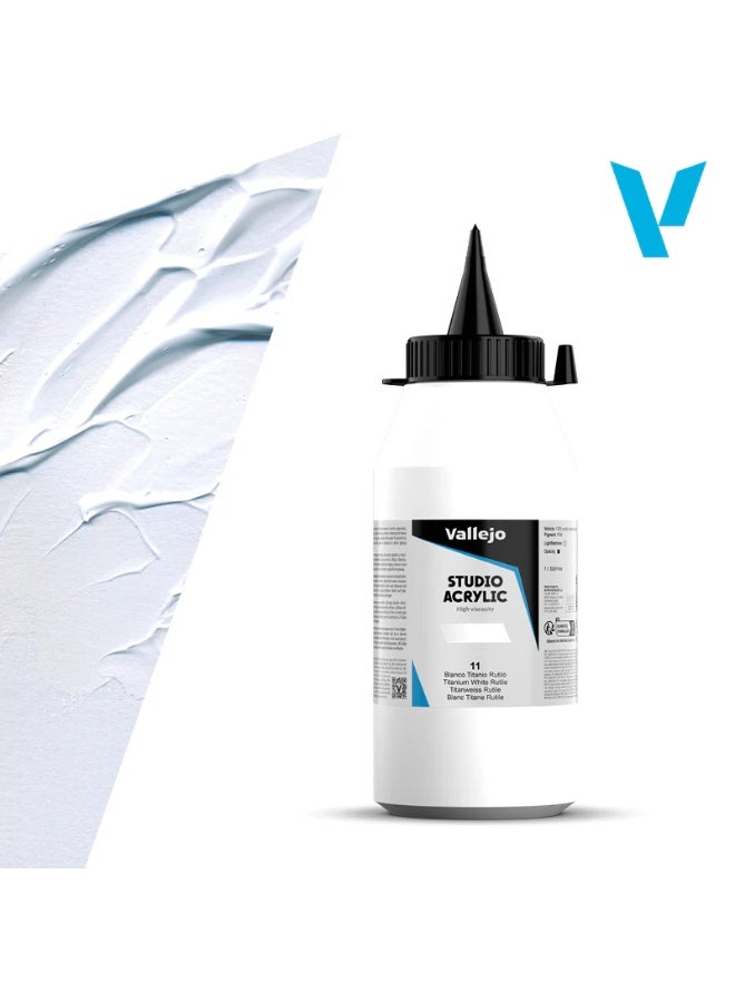 فاليجو ألوان أكريليك احترافية للفنانين والاستوديوهات - تيتانيوم أبيض روتيل، صبغة عالية، تغطية سلسة على القماش والخشب - 1000 مل