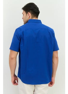 French Connection Men Regular Fit Solid Short Sleeves Casual Shirt, Blue  - Image 3