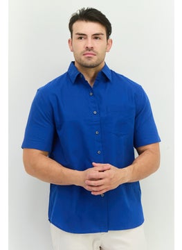 French Connection Men Regular Fit Solid Short Sleeves Casual Shirt, Blue  - Image 1