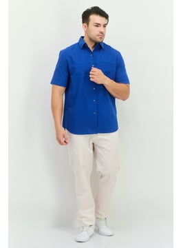 French Connection Men Regular Fit Solid Short Sleeves Casual Shirt, Blue  - Image 4