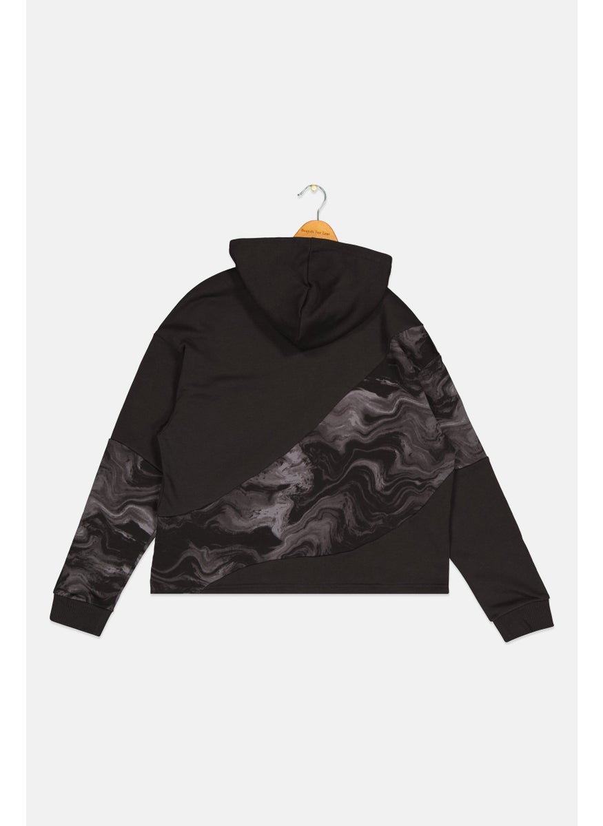 PUMA Kids Girl Relaxed Fit Outdoor Hooded Sweatshirt, Black  - Image 2
