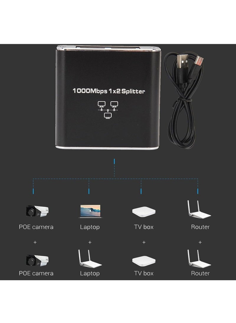 Generic - Ethernet Splitter 1 to 2 High-Speed 1000Mbps, Gigabit Ethernet Splitter, LAN Splitter with USB Power Cable, RJ45 Splitter for Cat5/5e/6/7/8 Cable【2 Devices Simultaneously Networking - Image 1