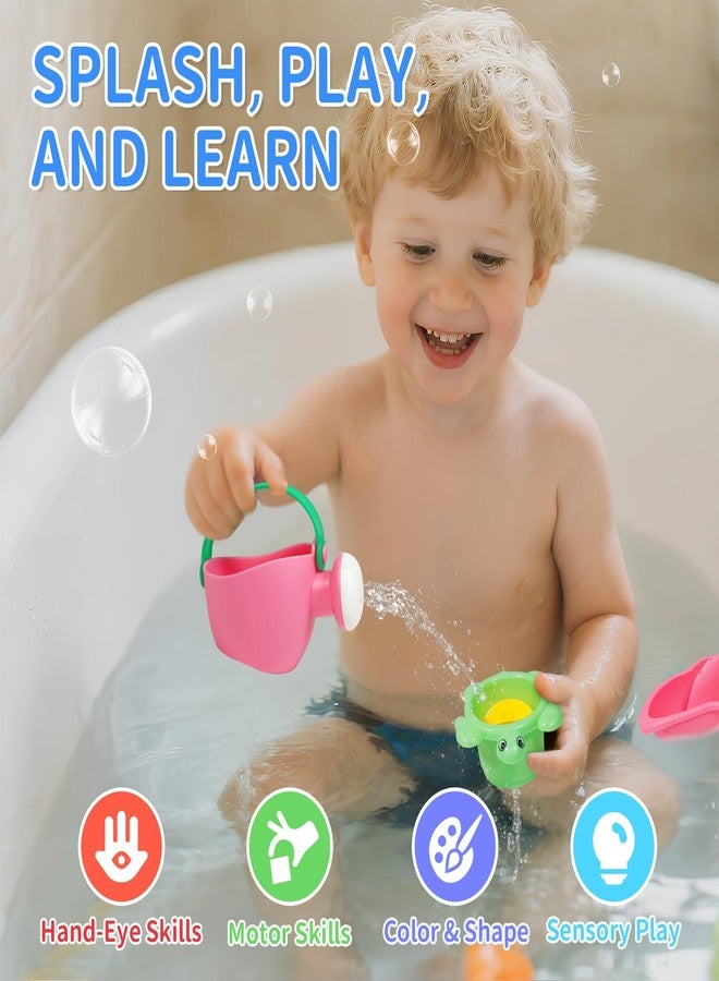 BAYMI 10PCS Baby Bath Toys for Kids Ages 1-3 - Easy-to-Clean Bathtub & Pool Water Toys for Toddlers 1-3 and Babies 12-18 Months, with Floating Boats, Stacking Cups and Pouring Fun - Image 2