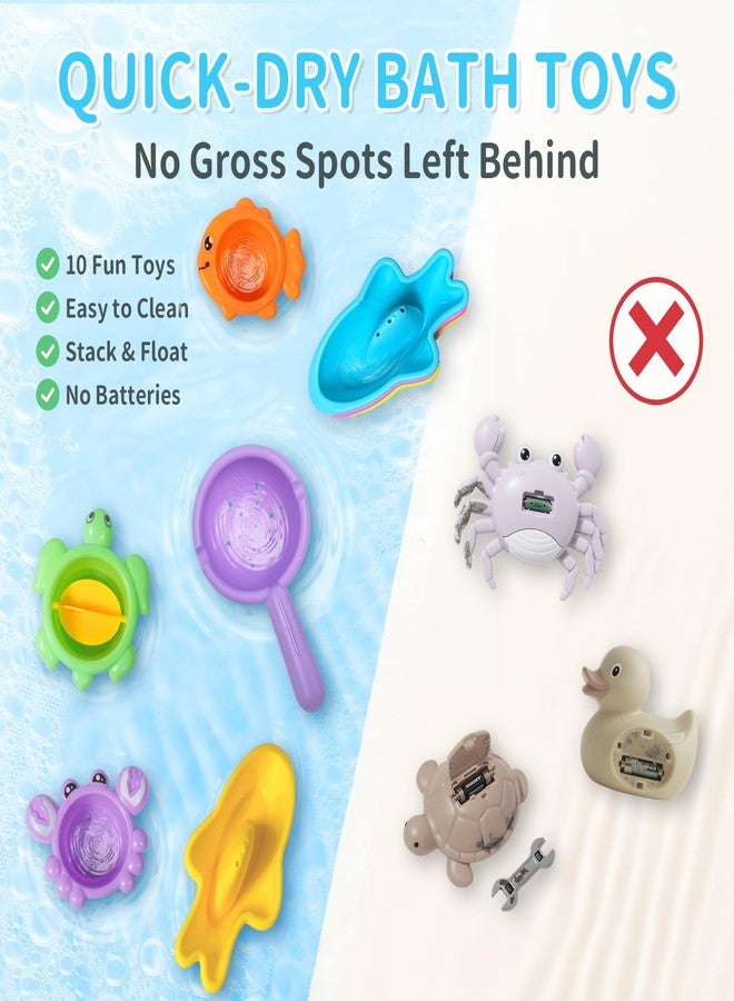 BAYMI 10PCS Baby Bath Toys for Kids Ages 1-3 - Easy-to-Clean Bathtub & Pool Water Toys for Toddlers 1-3 and Babies 12-18 Months, with Floating Boats, Stacking Cups and Pouring Fun - Image 5