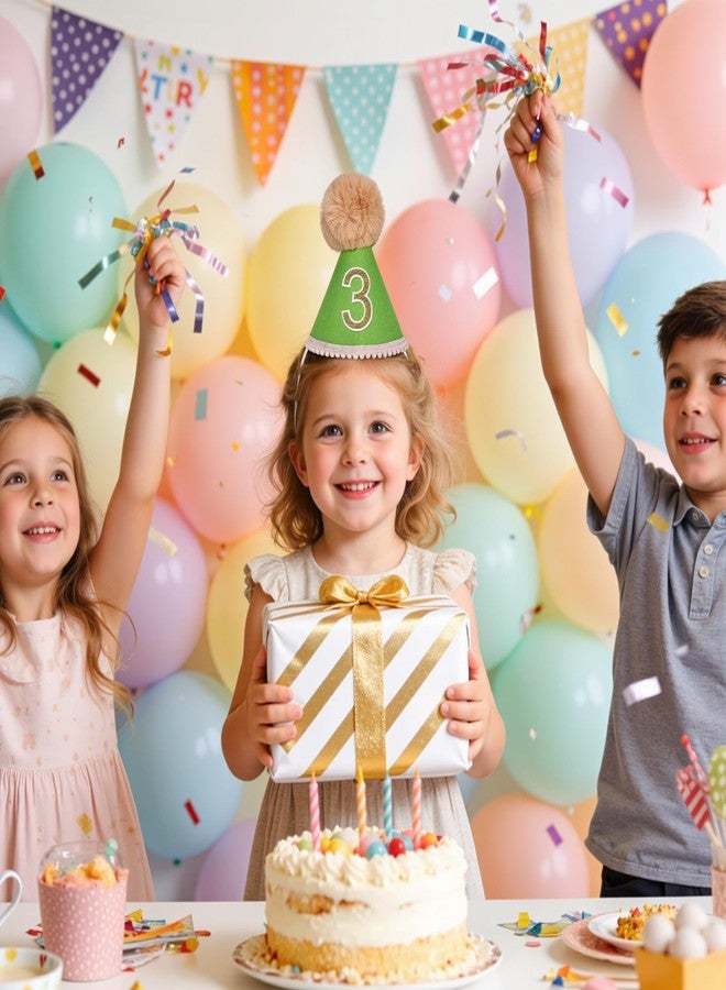 UTOLOVE 3rd Birthday Hat, Toddler Birthday Cone Hat for Girls/Boys, Third Birthday Decorations, Party Crown Outfit, 6 Replaceable Numbers, Ranging from 1/2 to 5 - Image 2