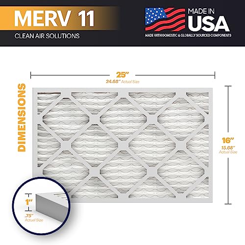 BNX TruFilter 16x25x1 Air Filter MERV 11 (6-Pack) - MADE IN USA - Allergen Defense Electrostatic Pleated Air Conditioner HVAC AC Furnace Filters for Allergies, Dust, Pet, Smoke, Allergy MPR 1200 FPR 7 - Image 2