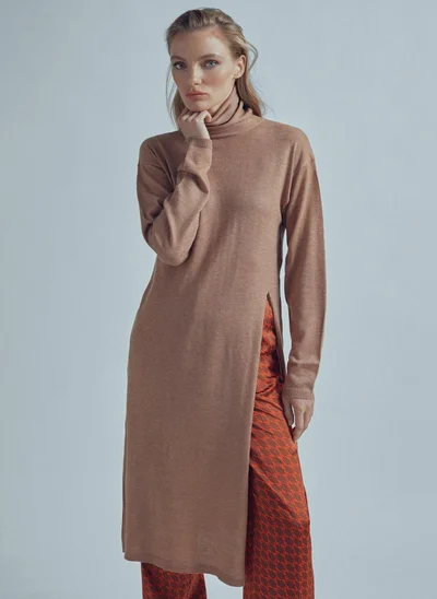 Lola Casademunt Long sweater with a high collar and slit detail