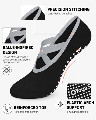 Aoliks Pilates Grip Socks for Women,Non Slip Athletic Socks for Yoga, Barre, Ballet, Barefoot Workout - Image 3