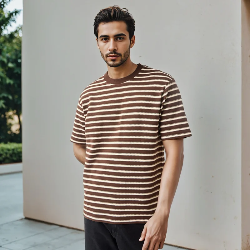 سبلاش فيڤ Striped Crew Neck Ottoman T-shirt