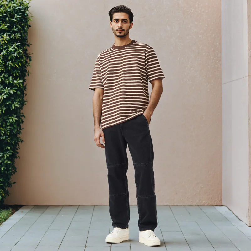 سبلاش فيڤ Striped Crew Neck Ottoman T-shirt