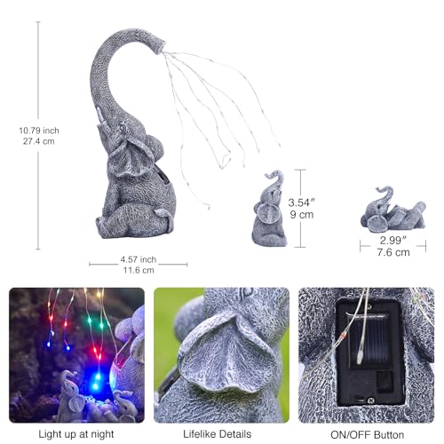 Goodeco Garden Elephant Statue Outdoor - Solar Watering Lights, Perfect for Yard, Patio, and Pathway Decor - Ideal Gardening Gifts - Image 4