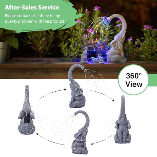 Goodeco Garden Elephant Statue Outdoor - Solar Watering Lights, Perfect for Yard, Patio, and Pathway Decor - Ideal Gardening Gifts - Image 3