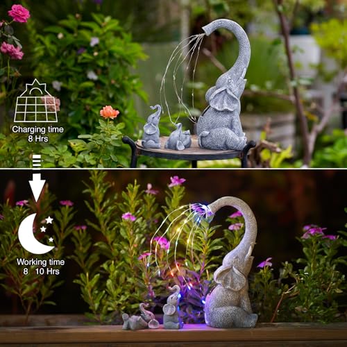 Goodeco Garden Elephant Statue Outdoor - Solar Watering Lights, Perfect for Yard, Patio, and Pathway Decor - Ideal Gardening Gifts - Image 5