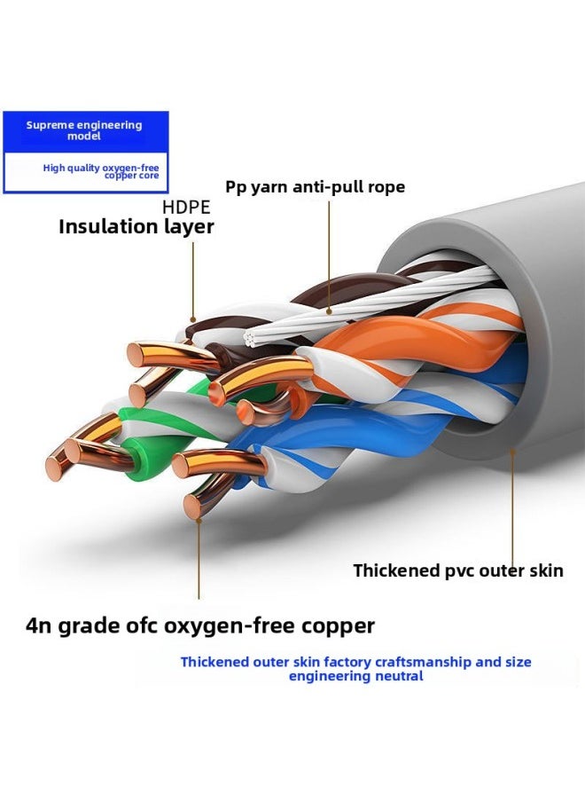 Generic Network Cable Household Super Category 5 Category 6 Gigabit Outdoor High-speed Computer Broadband 8-core Network Monitoring Twisted Pair 10 M-Colour:Gray [category 5e Oxygen-free Copper]-Line Length:10m [the Finished Product Is Connected And Ready To Use]  - Image 1